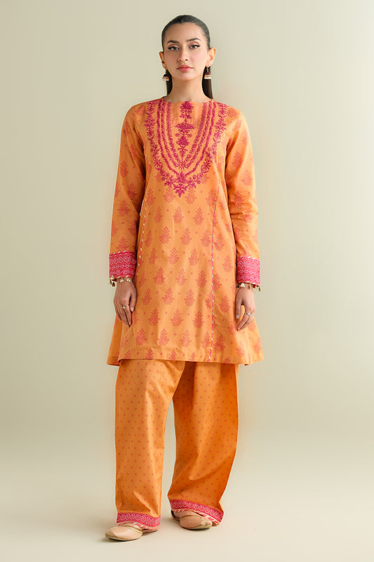 2 Piece - Printed Embroidered Suit - C6109