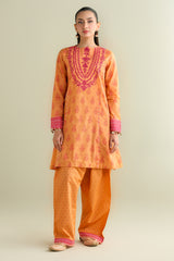 2 Piece - Printed Embroidered Suit - C6109