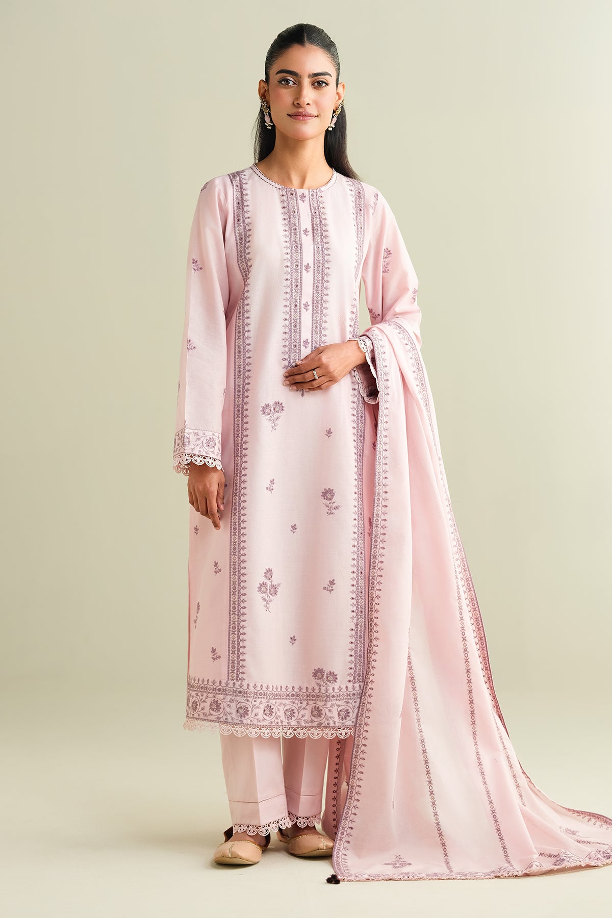 3 Piece -  Embroidered Suit - C6135