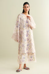 2 Piece - Printed Embroidered Suit - C6111