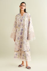 2 Piece - Printed Embroidered Suit - C6111
