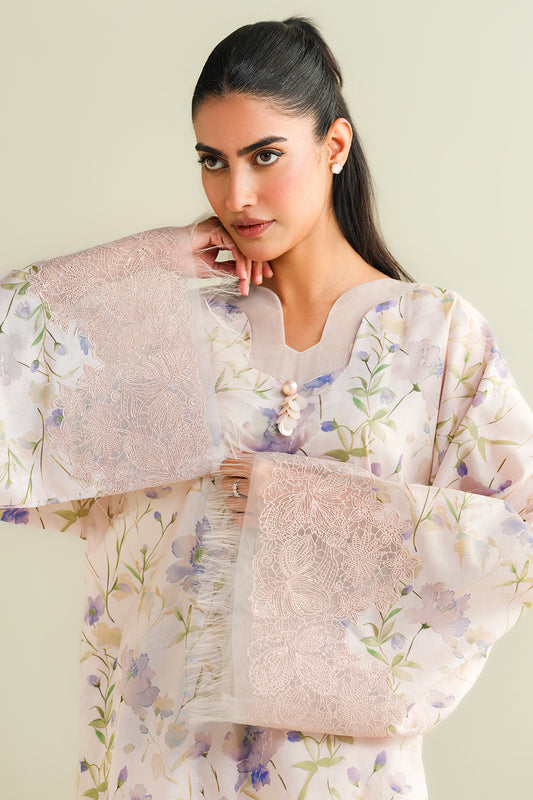 2 Piece - Printed & Embroidered Suit - C6111