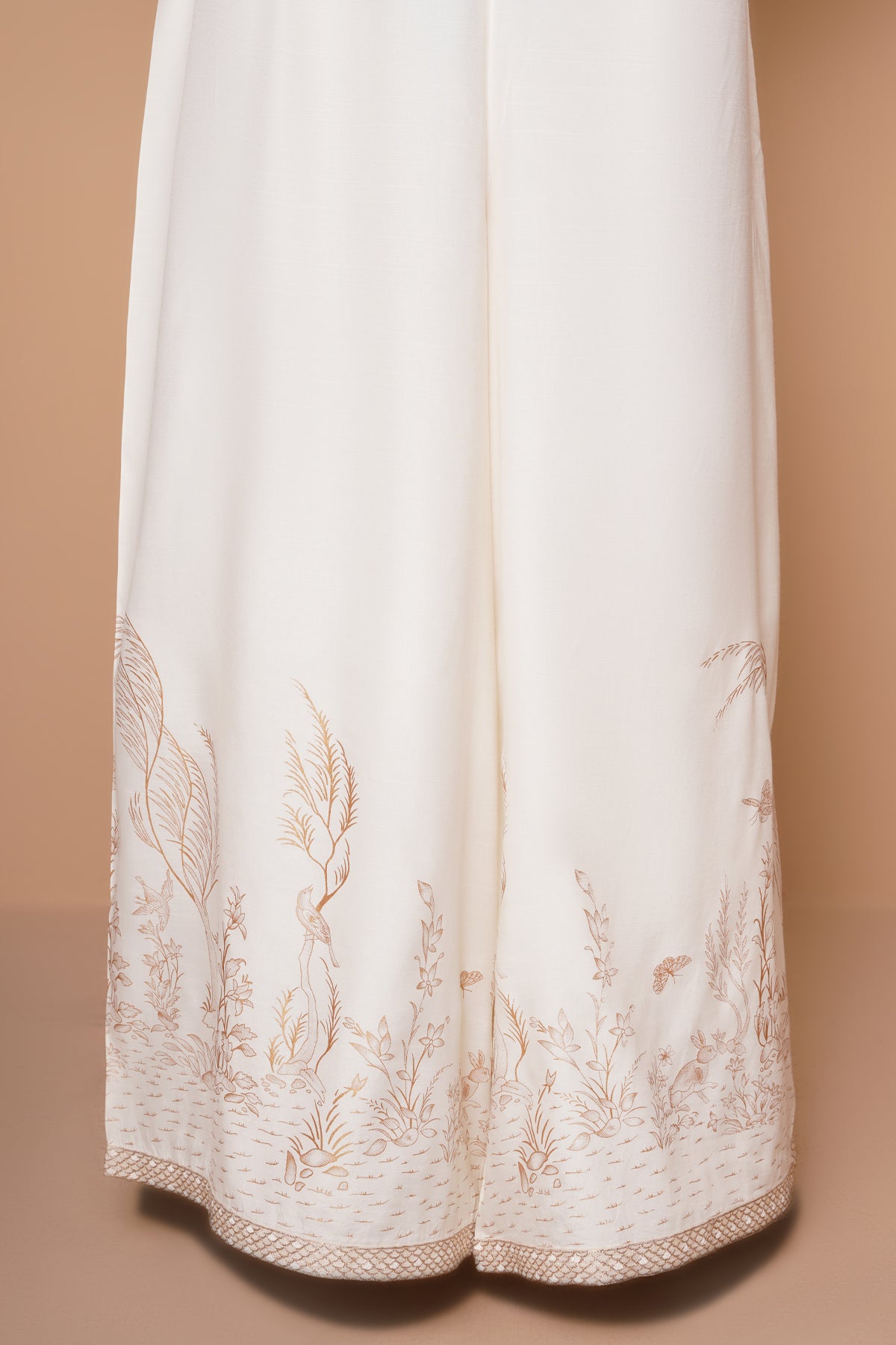 1 Piece Dyed, Printed & Emb Pk Raw Sil Trouser