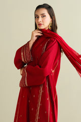 3 Piece -  Embroidered Suit - C6164