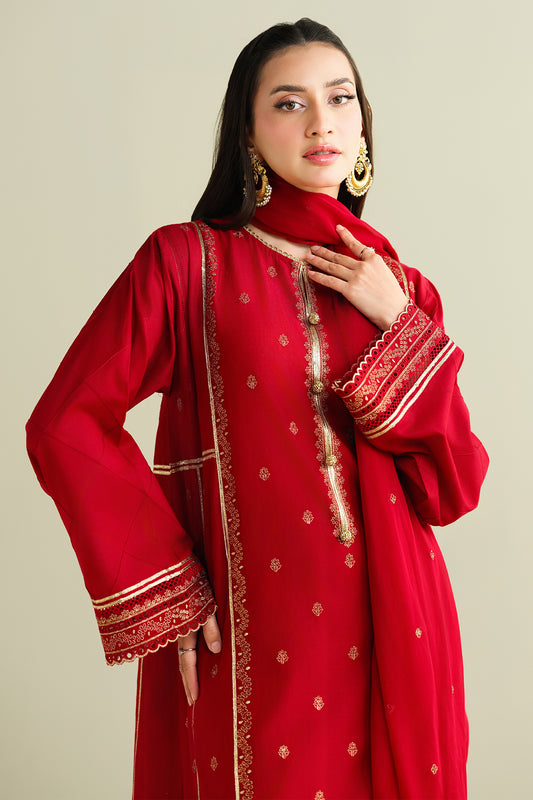 3 Piece -  Embroidered Suit - C6164