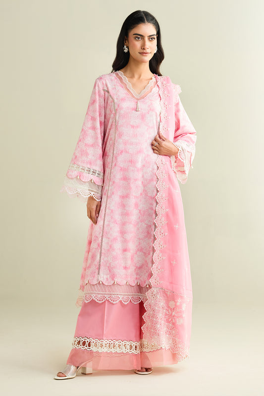 3 Piece - Printed & Embroidered Suit - C6163