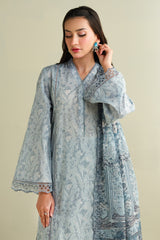 3 Piece - Printed Embroidered Suit - C6133