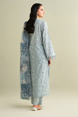 3 Piece - Printed Embroidered Suit - C6133