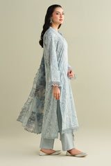 3 Piece - Printed Embroidered Suit - C6133