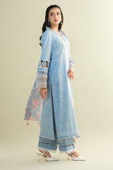 3 Piece - Printed Embroidered Suit - C6130
