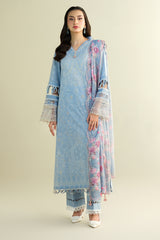 3 Piece - Printed Embroidered Suit - C6130
