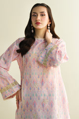 2 Piece - Printed Embroidered Suit - C6112