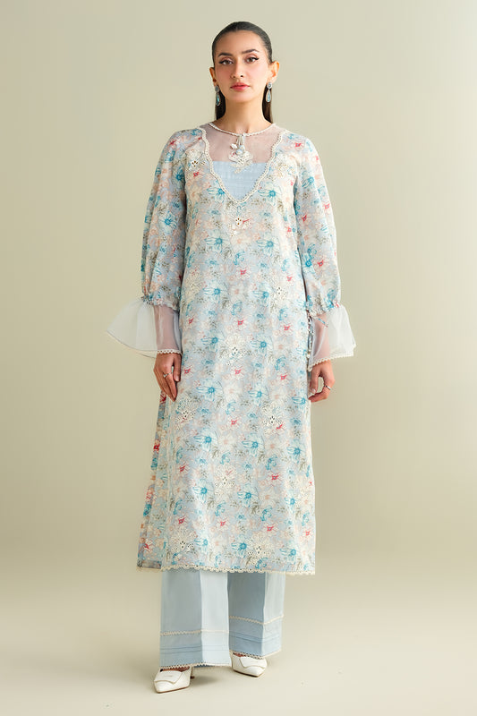 2 Piece - Printed & Embroidered Suit - C6102