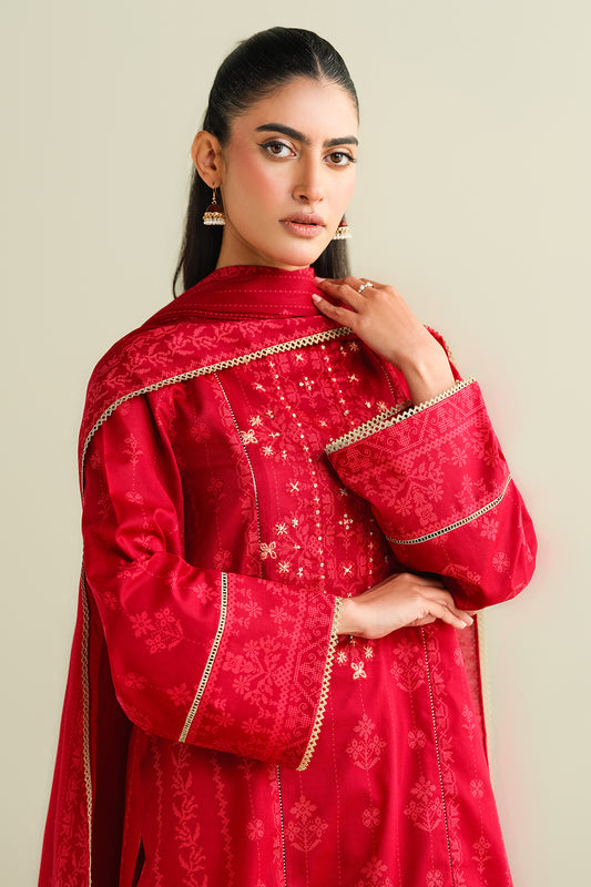 3 Piece - Printed & Embellished Suit - C6139