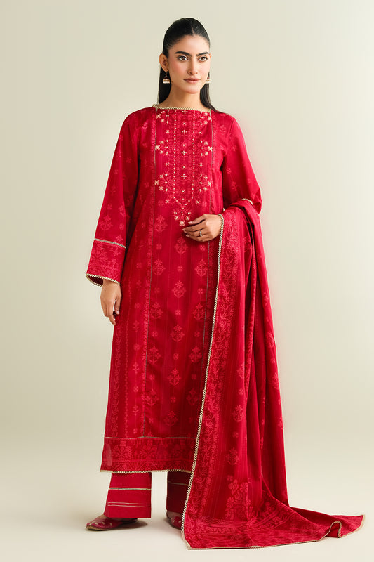 3 Piece - Printed & Embellished Suit - C6139