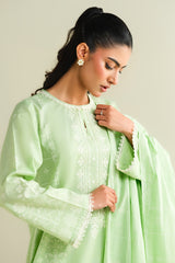 3 Piece - Printed Embroidered Suit - C6137