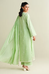 3 Piece - Printed Embroidered Suit - C6137