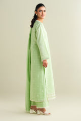 3 Piece - Printed Embroidered Suit - C6137
