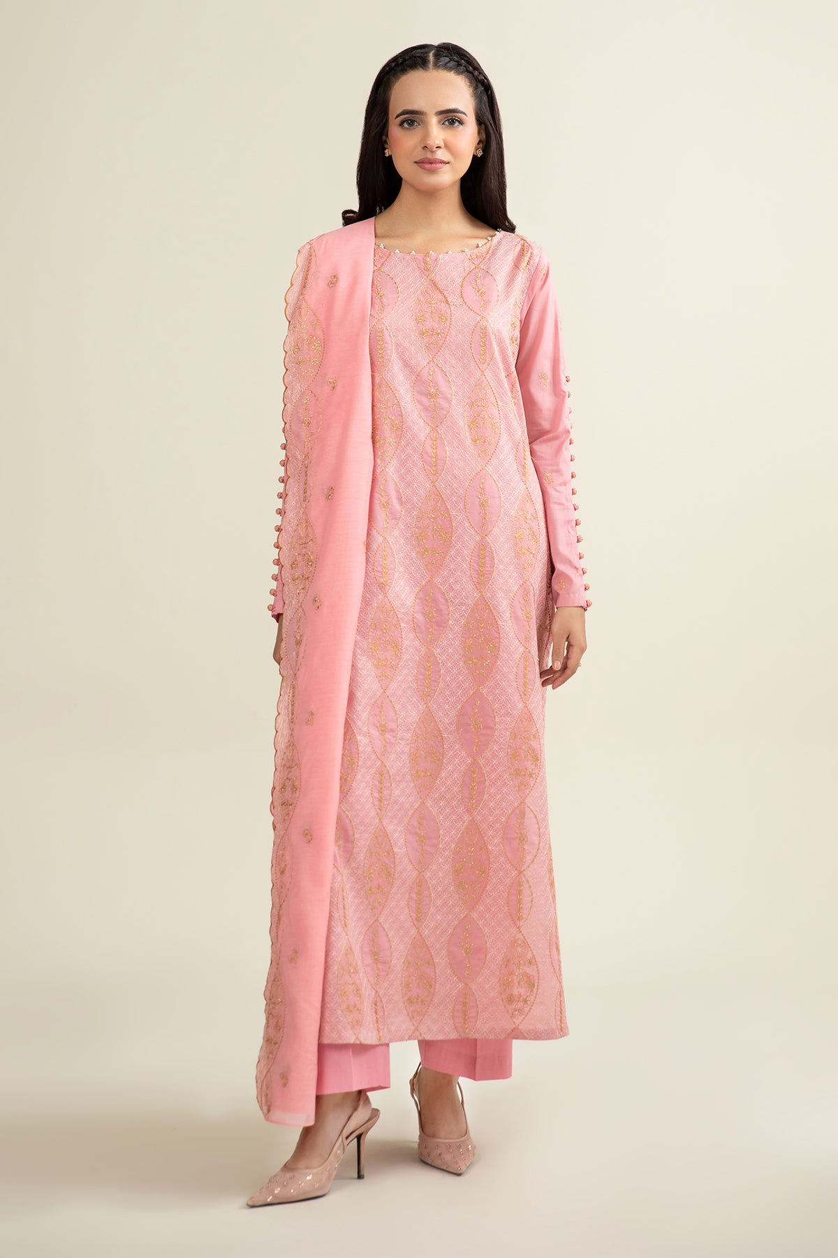 3 Piece - Embroidered Suit - E1722