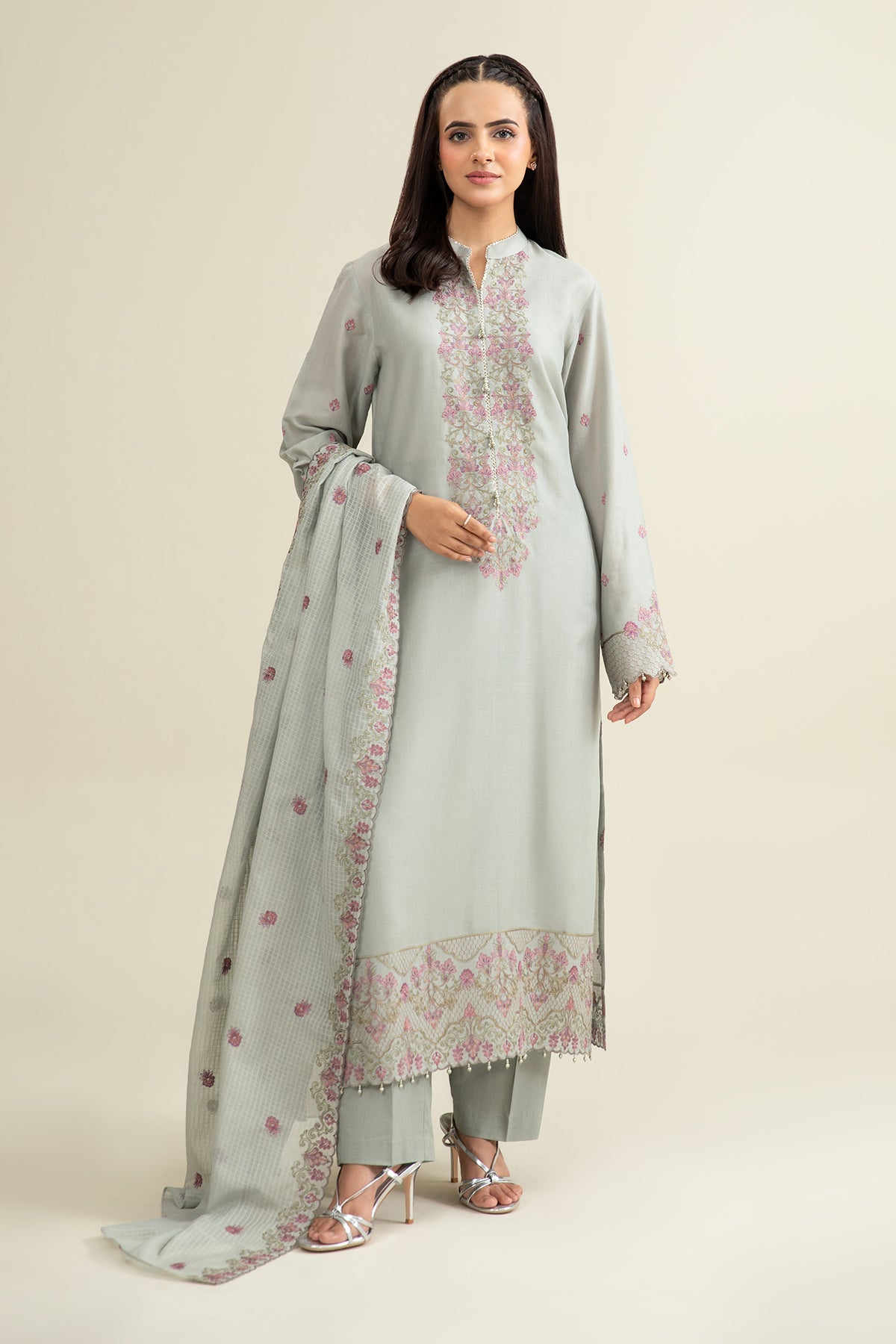 3 Piece - Embroidered Suit - E1693
