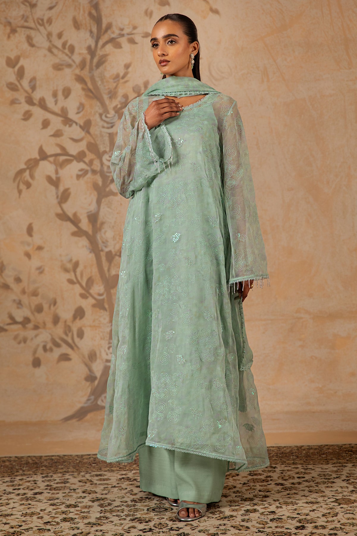 4 Piece - Printed & Embroidered Suit - MC1612-1