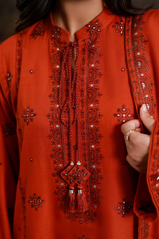 3 Piece - Embroidered Suit - C6407