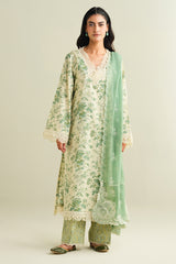 3 Piece - Printed Embroidered Suit - C6171