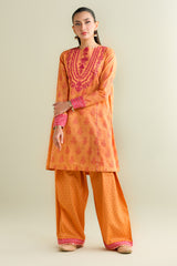 2 Piece - Printed Embroidered Suit - C6109