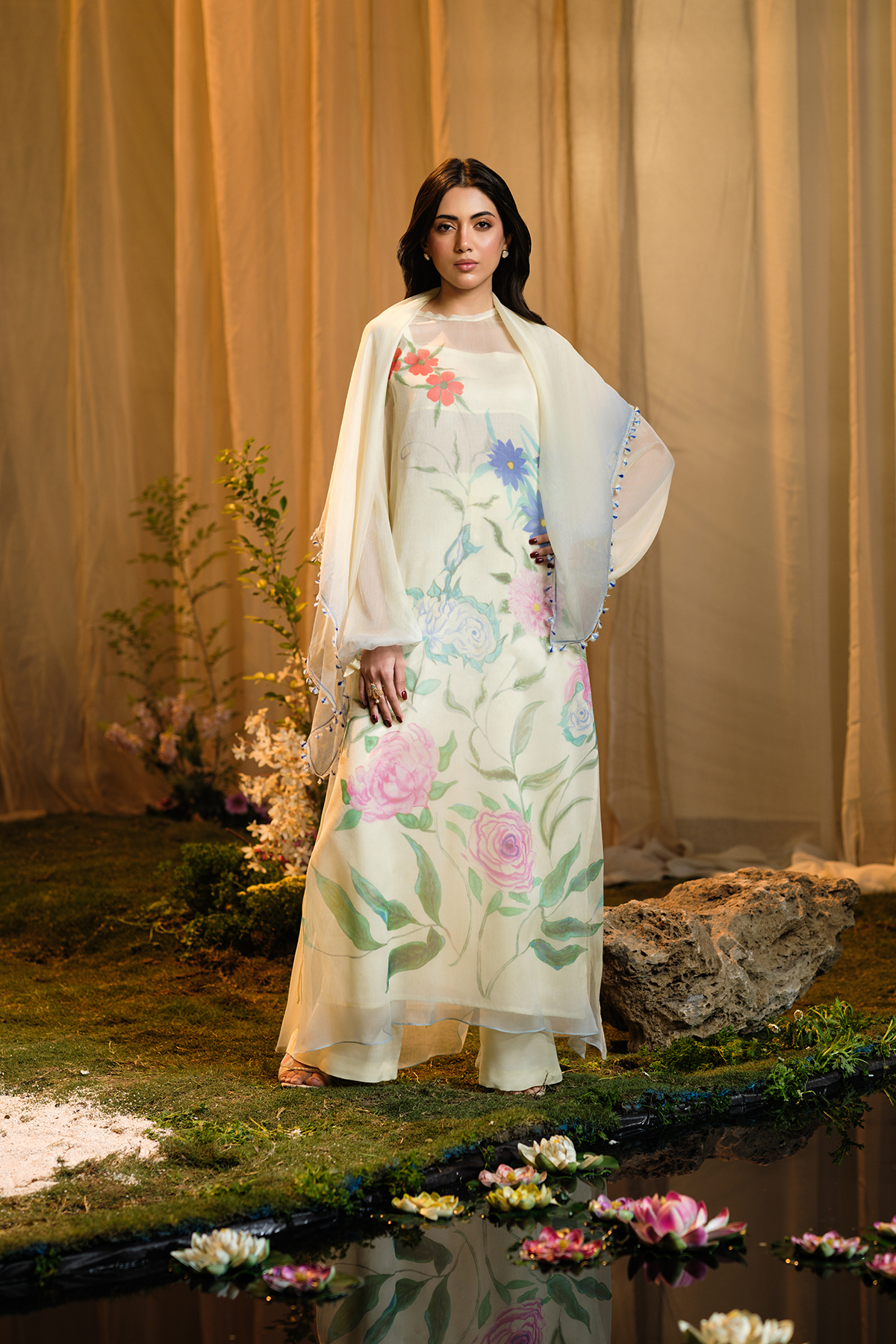 4 Piece - Printed & Embroidered Suit - MCP1729