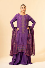 3 Piece - Embroidered Embellished Suit - E1437
