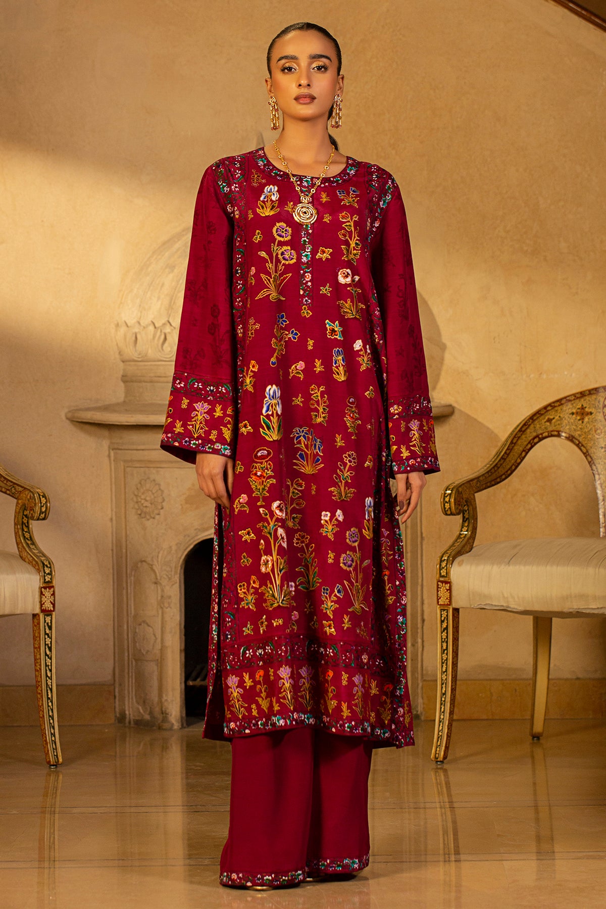 2 Piece  Pk Raw Silk Shirt & Trouser-mcp1412-1