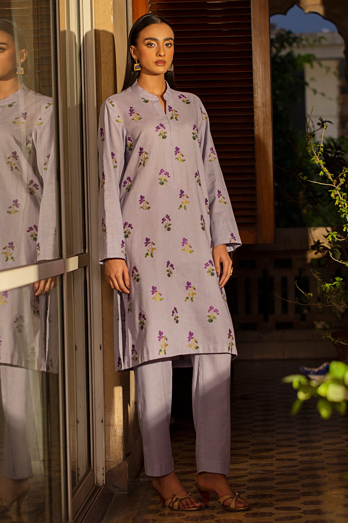 2 Piece Dyed & Emb KhaddarShirt & Trouser