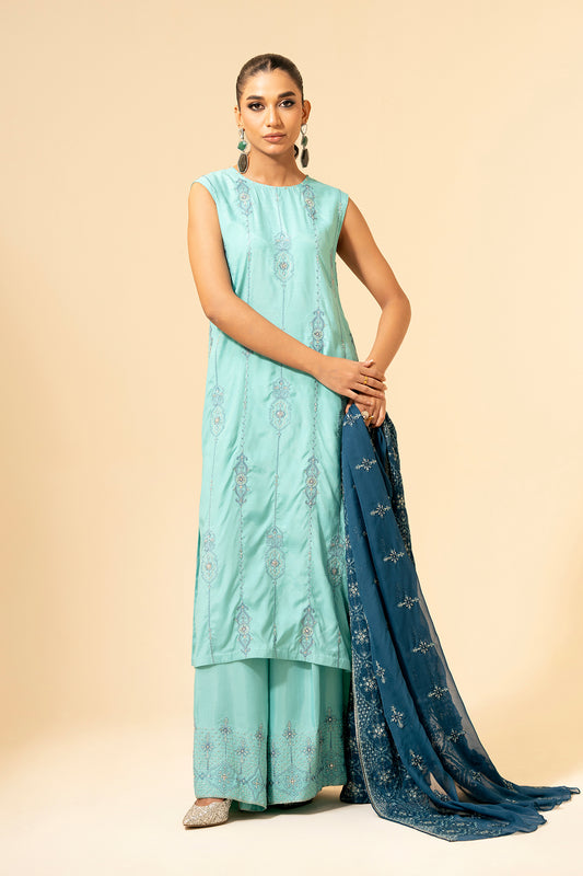 3 Piece -  Embroidered Suit - E1378