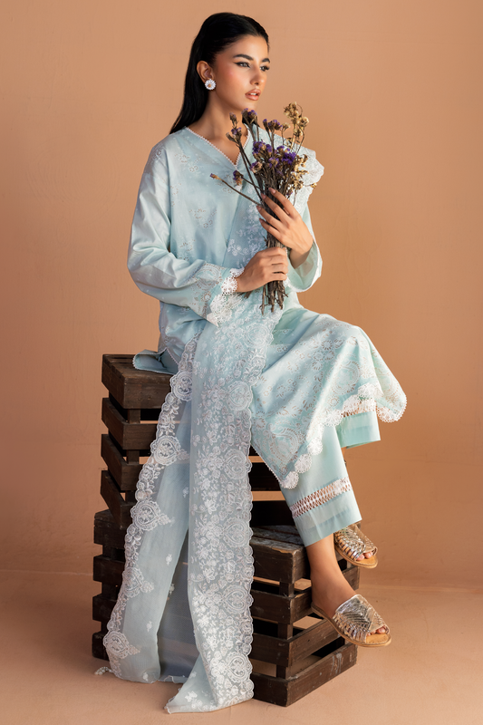 3 Piece - Printed & Embroidered Suit - C5864-2