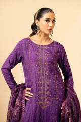 3 Piece - Embroidered Embellished Suit - E1437
