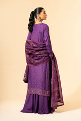 3 Piece - Embroidered Embellished Suit - E1437