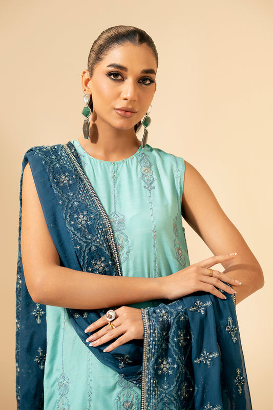 3 Piece -  Embroidered Suit - E1378