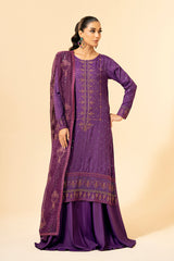 3 Piece - Embroidered Embellished Suit - E1437