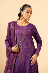 3 Piece - Embroidered Embellished Suit - E1437