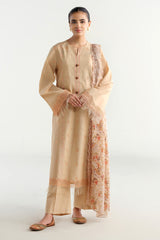 3 Piece - Printed & Embroidered Suit - C6166