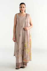 3 Piece - Printed Embroidered Suit - C6167