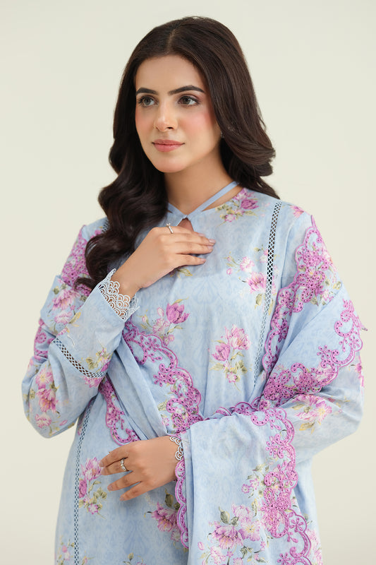 3 Piece - Printed & Embroidered Suit - C6221