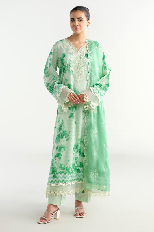 3 Piece - Printed & Embroidered Suit - C6225