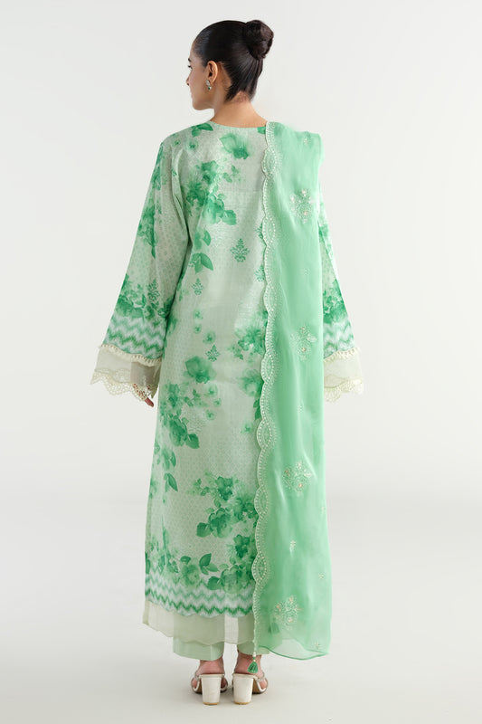 3 Piece - Printed & Embroidered Suit - C6225
