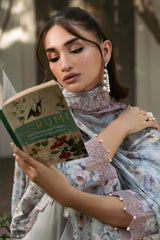 3 Piece - Printed & Embroidered Suit - C6226