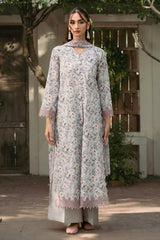 3 Piece - Printed & Embriodered Suit - C6226