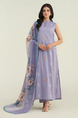 3 Piece-Printed & Embroidered Suit-C6234