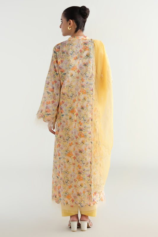 3 Piece - Printed Embroidered Suit - C6235