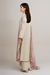 3 Piece - Printed & Embroidered Suit - C6236