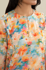 3 Piece - Printed & Embroidered Suit - C6245